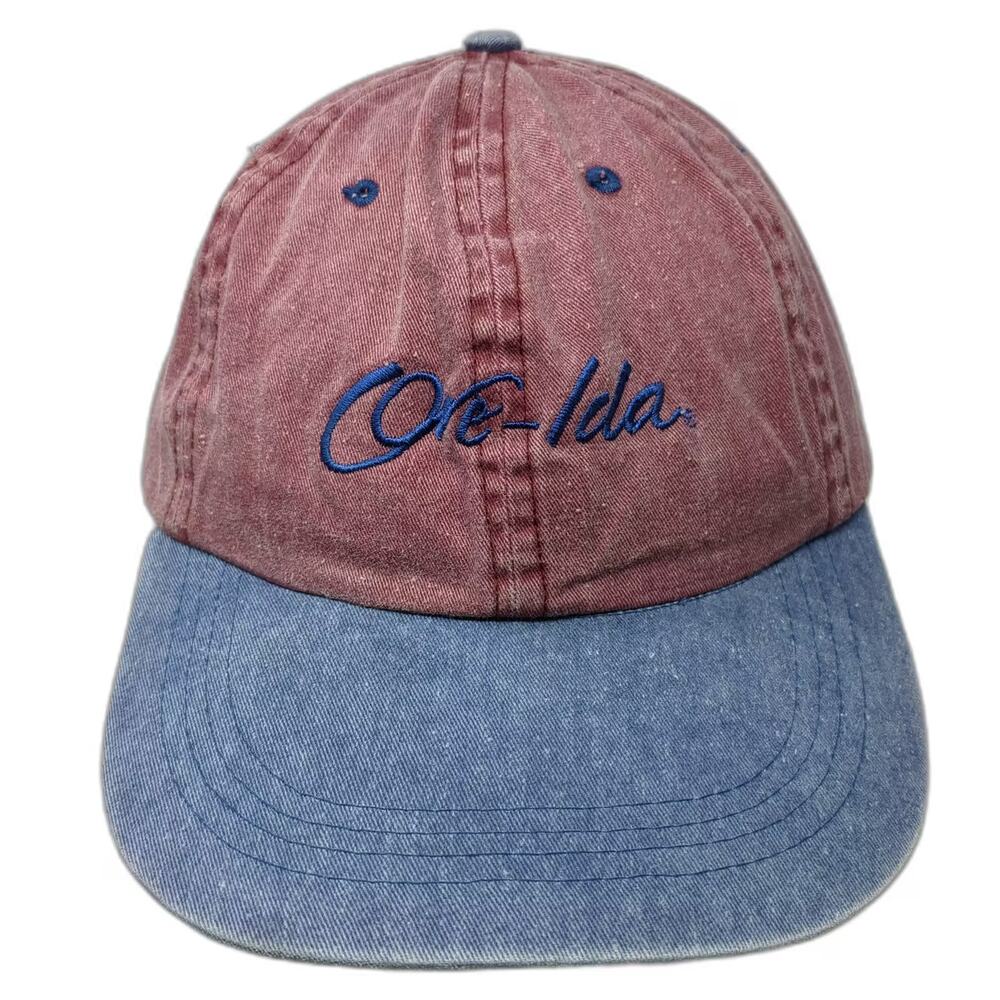 Cameo Ore-Ida Baseball Cap Red Blue OS Embroidered Cotton Slideback Hat Two Tone